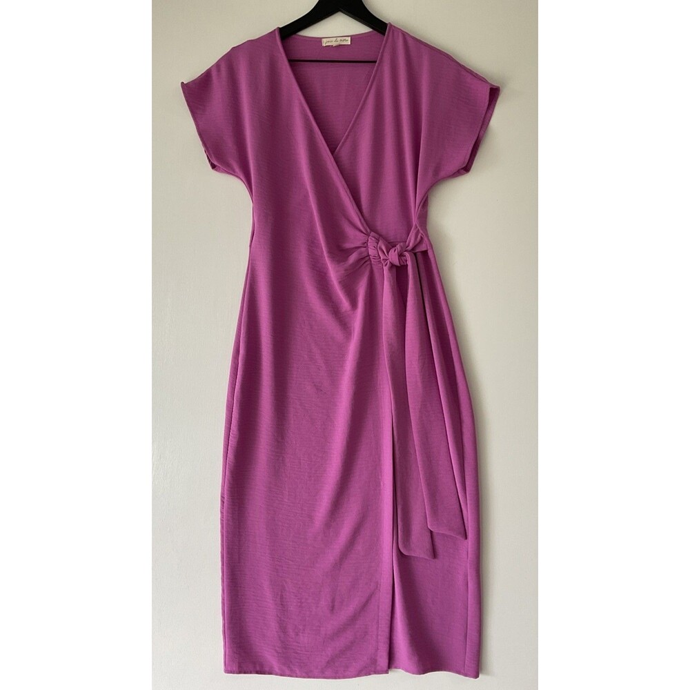 Joie De Vivre Women's True Wrap Dress Small Midi Pink Spring Preppy